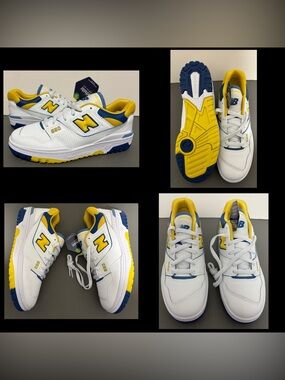 New Balance 550 White Blue & Yellow Low Tops Men’s Sz New No Box!